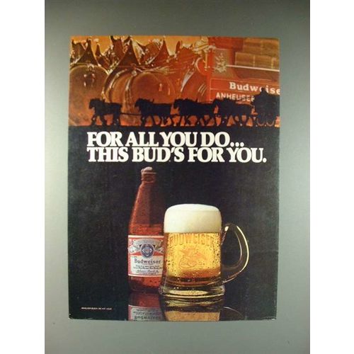 1980 Budweiser Beer Ad - This Bud's For You!