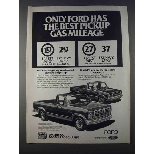 1980 Ford Pickup Truck Ad - Best Pickup Gas Mileage