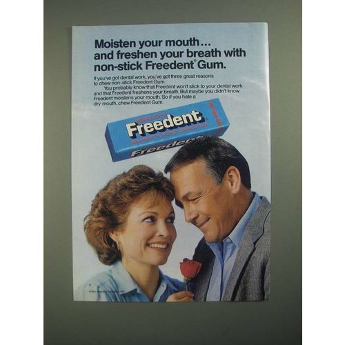 1987 Wrigley's Freedent Gum Ad - Moisten Your Mouth