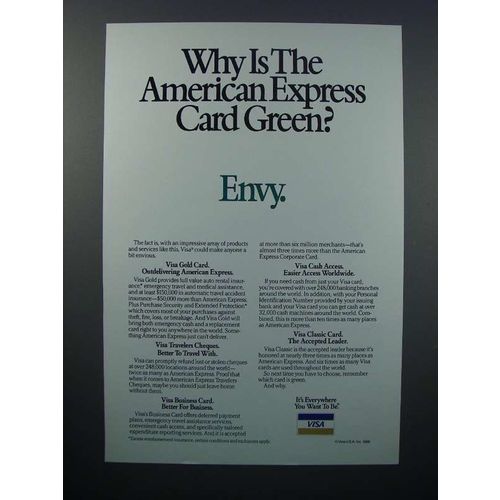 1989 VISA Credit Card Ad - Why American Express Green?