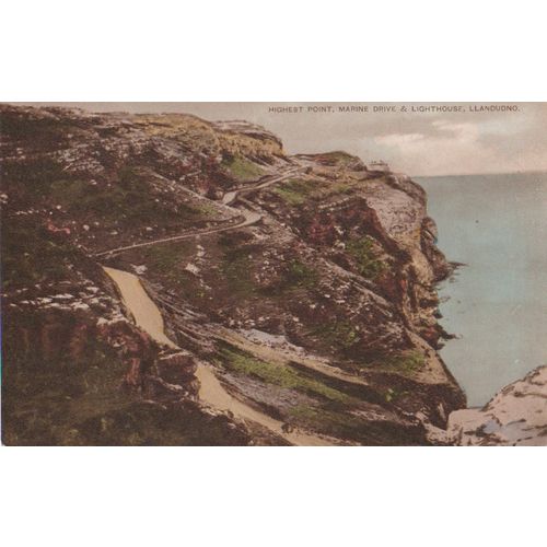 GB circa 1905 Highest Point Marine Drive & Lighthouse Llandudno by G R Thompson