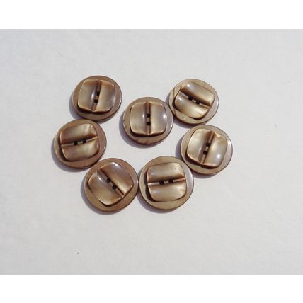 J7 Brown Raised Front Coat Button 25mm 1 Inch Round 2 Hole 7 Pieces Sewing Craft