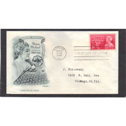 FDC Artmaster 977 3c Moina Michael (Cachet-Typed/A) CV39112