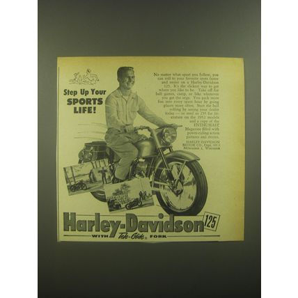 1952 Harley-Davidson 125 Motorcycle Ad - Step up your sports life