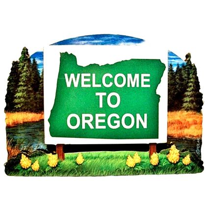 Oregon State Welcome Sign Artwood Fridge Magnet