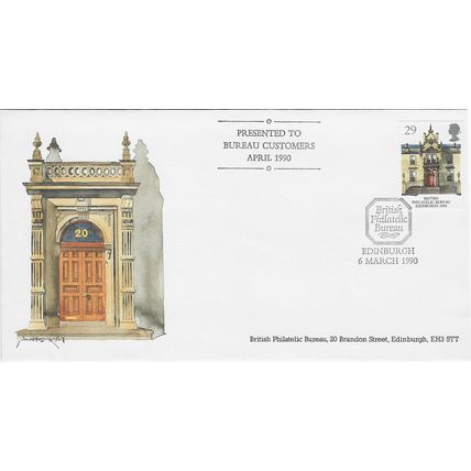 GB 1990 British Philatelic Bureau FDC PB Edinburgh pm Presented to BPB Customers