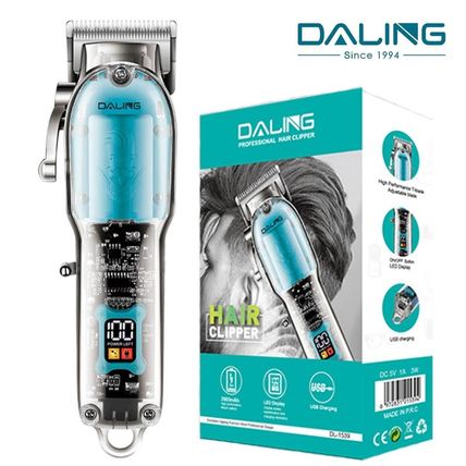 Daling Electric Mens Hair Clippers Transparent Barbers Cordless Salon Trimmer
