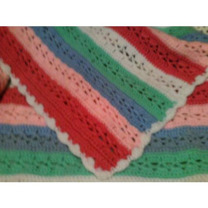 Hand made crochet throw multicolor small