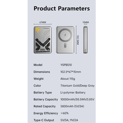 MOVESPEED Magnetic Magsafe Power Bank 10000mAh S10 PD20W Wireless for iPhone 16