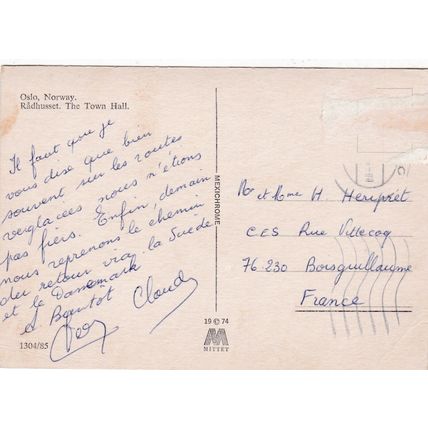 Oslo Radhuset Norway Postcard posted creased