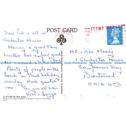 D100490 Clacton on Sea. Essex. Attractive Sunken Gardens. Ace Cards