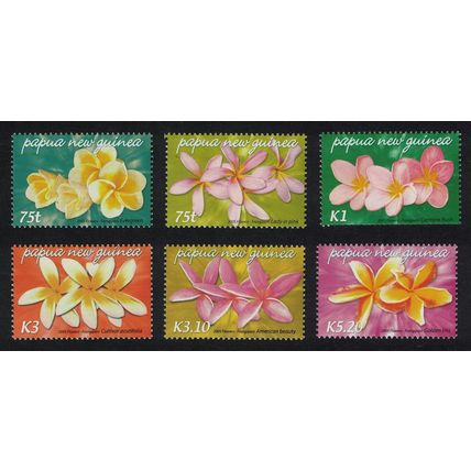 Papua NG Frangipani Flowers 6v 2005 Def SG#1074-1079 Sc#1170-1175