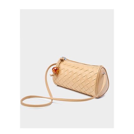 Genuine Leather Women's Handbag Pillow Bag Woven Phone Bag Brown