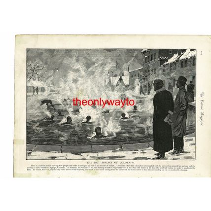 HOT SPRINGS OF COLORADO, Glenwood Springs, USA, Book Illustration (Print), 1895