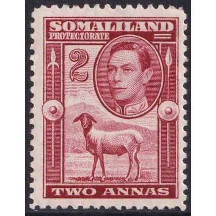 Somaliland Protectorate KGVI 1942 2a Maroon Sheep SG107 Mint MLH