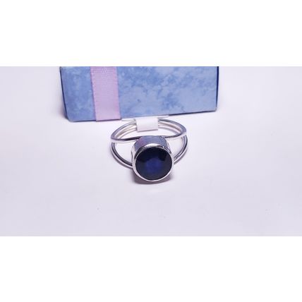 Estate 2ct Natural Rd Blue Sapphire Sterling Silver split shank bezel Ring#22162
