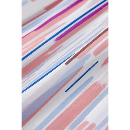 White Multicolor Striped Splash Half Sleeve Blouse