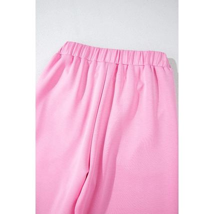 Bonbon Solid Color Drawstring Long Sleeve Top and Pants Set
