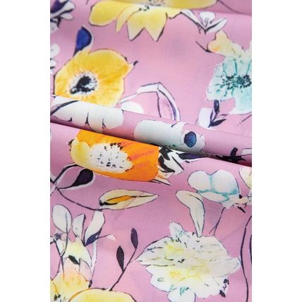 Pink Flutter Sleeve V Neck Floral Top