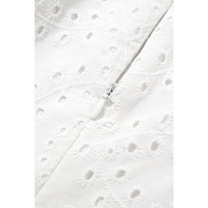 White Floral Eyelet Embroidered Sleeveless Shift Dress