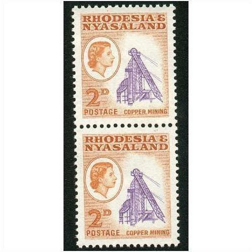 Rhodesia & Nyasaland 1959 - SG 20 - 2d Copper Mining pair MNH