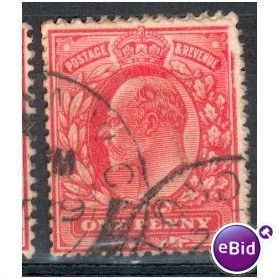 GB stamps 1902-10 KEV11 - 1d SG219 London 70