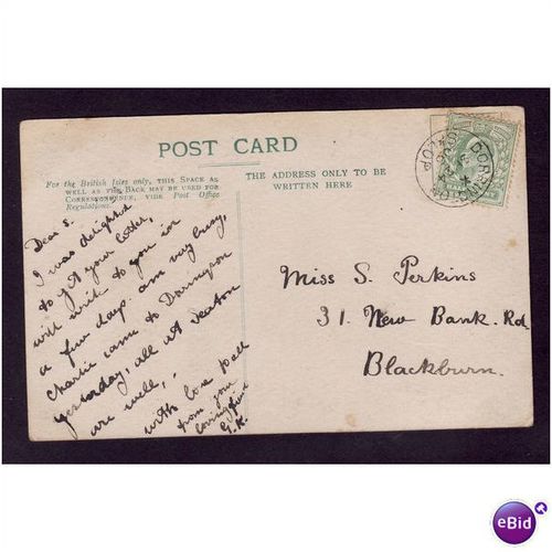 POST CARD CONDOVER HALL SHROPSHIRE 1906 USED