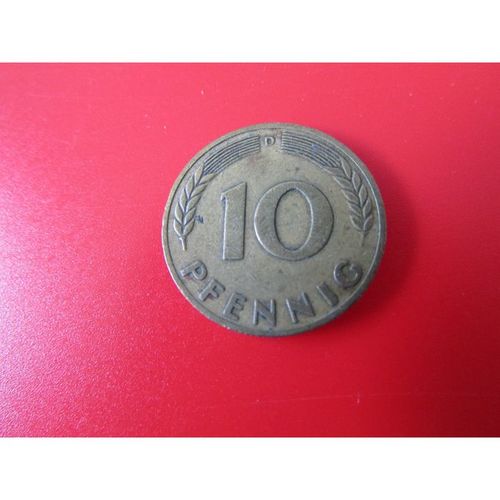 1950 GERMANY TEN PFENNIG D MINT MARK FREE POST. AAU
