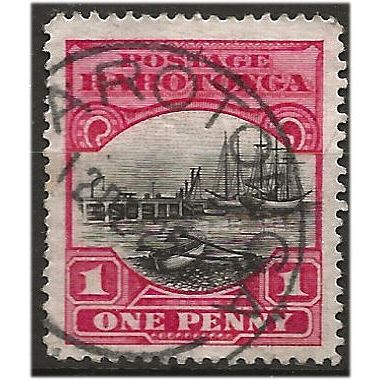 Cook Islands 1924 SG82 1d Black & Deep Carmine Wmk NZ Star Fine Used . ..