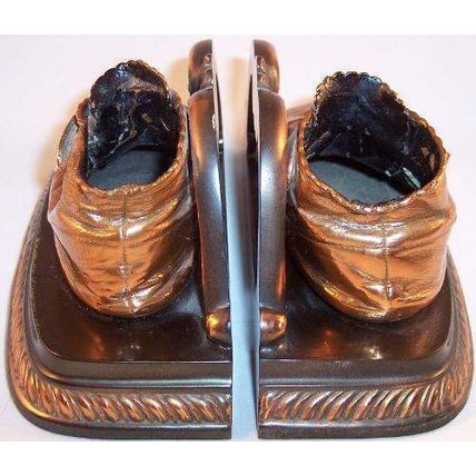 Vintage Mason Bronze Bronzed Baby Shoe Shoes Bookends