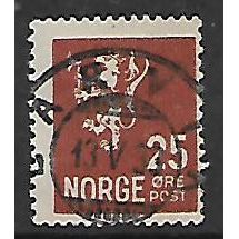 NORWAY 1926 NEW LION 25 ORE BROWN SG 190A FINE USED#