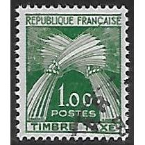 Po Mi 97: 1 Fr. emerald-green Postage Due Stamp: Wheatsheaves
