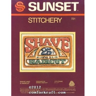 Sunset Stitchery Shave and a Haircut #721 by Donna Enstaff