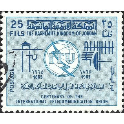 JORDAN, International Telecommunications Union, blue 1965, 25fils