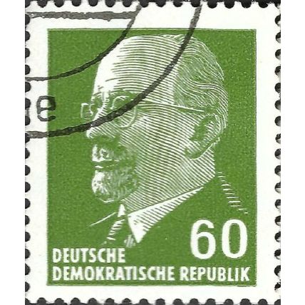 DDR, Walter Ernst Paul Ulbricht, 2nd president, olive-green 1964, 60pf, #5
