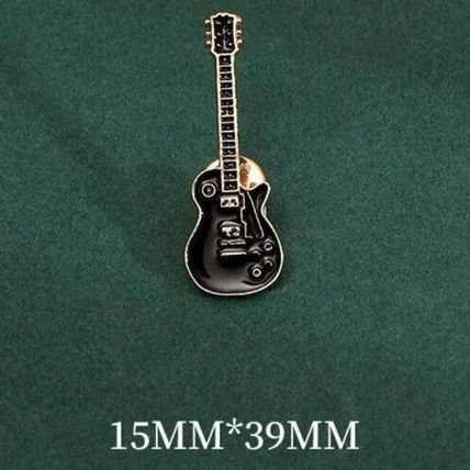 Guitar Black Enamel Badge Creative Metal Pins Music Theme for Hat Shirt Decor