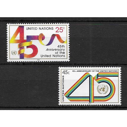 United Nations - New York 1990 45th Anniversary of U.N. MNH set S.G. 586-587