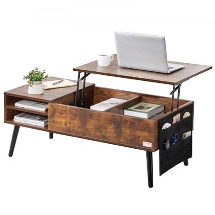 Lift Top Coffee Table 39.4 in Rectangle Coffee Table for Living Room Brown
