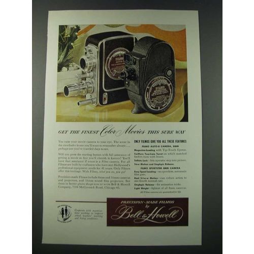 1948 Bell & Howell Filmo Auto-8 Camera and Sportster 8mm Camera Ad
