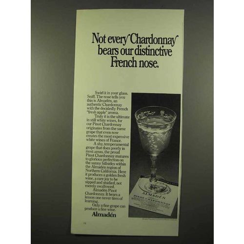 1975 Almaden California Pinot Chardonnay Wine Ad