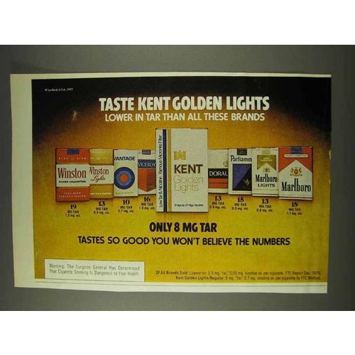 1977 Kent Cigarettes Ad - Taste Kent Golden Lights