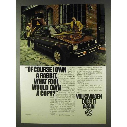 1978 Volkswagen Rabbit Ad - What Food Would Own a Copy?