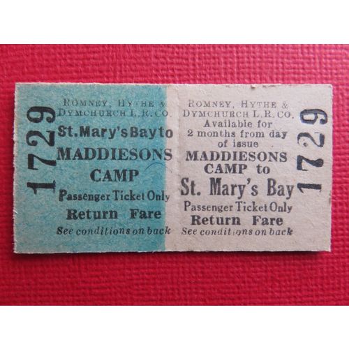 Romney Hythe & Dymchurch Railway Maddiesons Camp-St Marys Bay Ticket