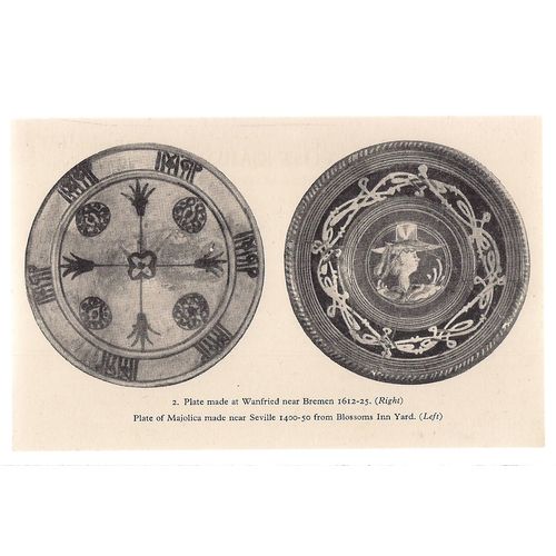 17th C. WANFRIED PLATE, unused vintage postcard GUILDHALL MUSEUM, LONDON =