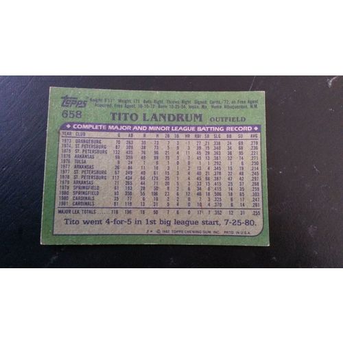1982 Topps Card # 658 Tito Landrum Good (2) St Louis Cardinals