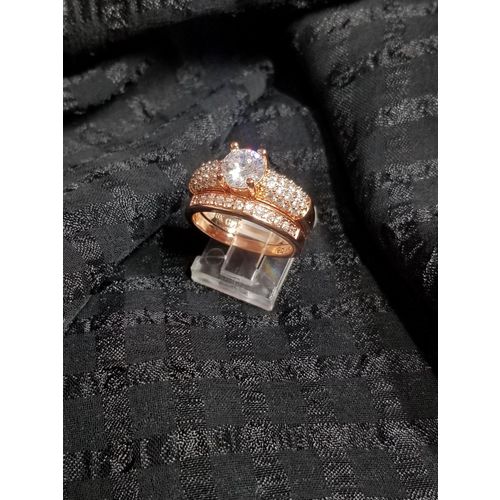 Genvieve Wedding Band 18K Rose Gold AAA CZ Size 7.75