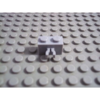 Light Gray Lego Brick Special 1 x 2 With Vertical Clip (Thick U Clip) - 1 Piece