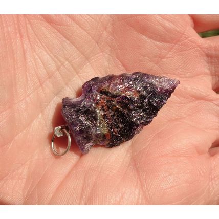A Amethyst Arrowhead Pendant Stone Bead 1.375 Inch Knapped Craft Jewelry
