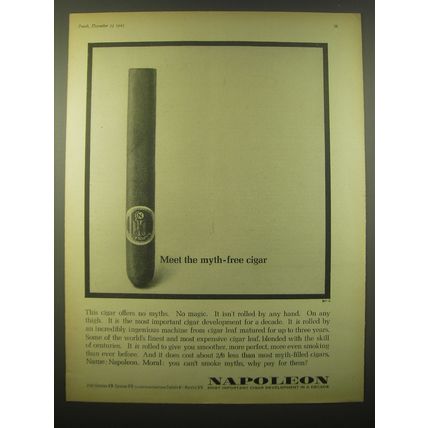 1965 Napoleon Cigars Ad - Meet the myth-free cigar