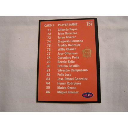 1993 Lime Rock Winter League GOLD NO.156 CHECKLIST Licey Tigres